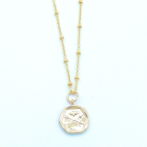 𝅺GOLD plated satellite chain with a gold disc charm. - Picture 2 of 3